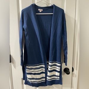 Merona // blue with white striped long cardigan